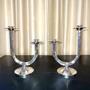 Georg Jensen Style double candle sticks, made in Italy.
